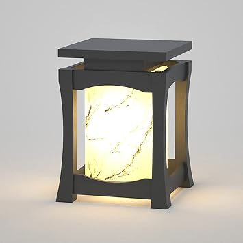 Waterproof Outdoor Lamp Post Lights Pole Lantern Lighting Fixtures with Pier Mount Base Outdoor Column Lights for Wood Fence, Pathway, Deck