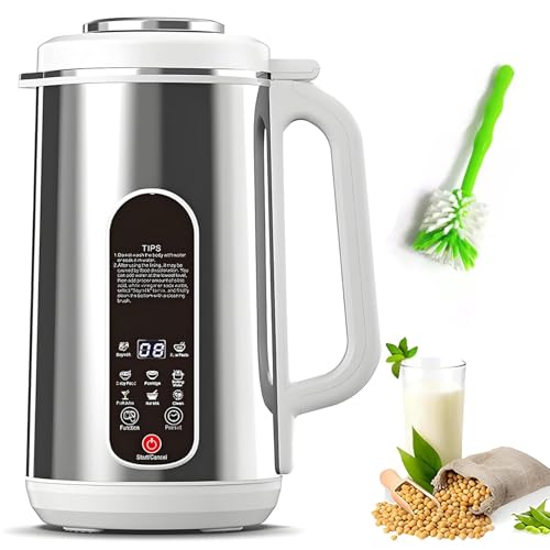 Máquina de leche de soja y nueces, máquina de leche a base de plantas con 12 cuchillas, autolimpieza, temporizador de 24 horas, mantiene el calor, preparación rápida de leche de avena de almendras de