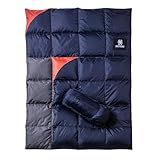 OneTigris ダウンブランケット 195cmⅹ135cm マルチブランケット 防寒 キャンプ アウトドア ひざ掛け 掛け布団 車中泊 超軽量 テント用キルト 柔らかい 暖かい コンパクト 収納袋付き