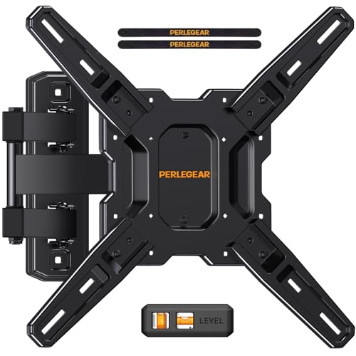 Perlegear Full Motion TV Mount for Most 26–65 inch Flat or Curved TVs up to 82 lbs, Wall Mount TV Bracket with Articulating Arms, Tool-Free Tilt, Swivel, Extension, Max VESA 400x400mm, PGMF3 by Perlegear - Used condition - US$15.99