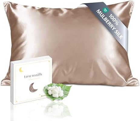 townssilk Beidseitig 100% 19mm Pure Maulbeerseide Kissenbezug für Haar und Haut Gesundheit, 1 Stück 50x80cm Größe Kissenbezug mit verstecktem Reißverschluss 600 Fadenzahl Lightbron