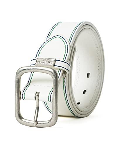 [リベルト エドウィン] ベルト メンズ レザー 合皮 革 サイドステッチ 無地 男女兼用 白 ホワイト Free