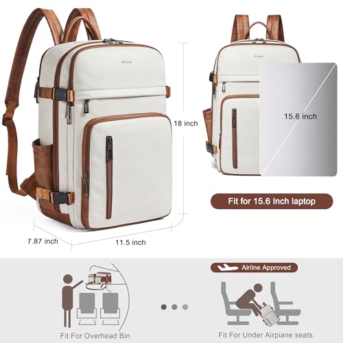 Leather Laptop Backpack, Fits 15.6" Laptop, Travel Backpack with Water Bottle Pocket and Trolley Sleeve, Perfect for Teachers, Nurses, Commuters, Everyday Use3