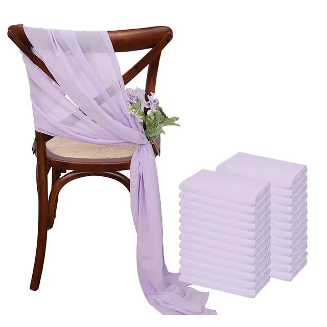 Generisch 50 STÜCKE (25er-Set) 30 * 275 cm Lila Chiffon-Stuhlschärpen für Hochzeitsdekorationen Chiffon Vertikale Stuhlvorhänge Blauer Tüll-Stuhlbezug