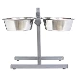 Iconic Pet 12-Cup Adjustable Stainless Steel Pet Double Diner, 96-Ounce