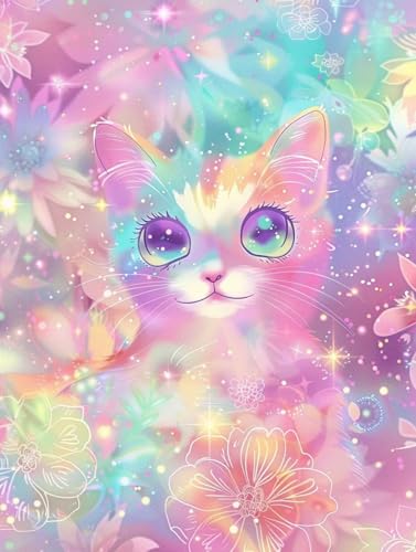 Diamond Painting Chat 60x80 cm : kit complet de broderie diamant 5D pour adulte