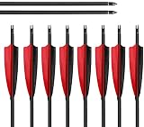 ARCHERY SHARLY 31" Carbon Fiber Arrows Targeting Practice Arrows, Black & Red Natural Feather Fletch