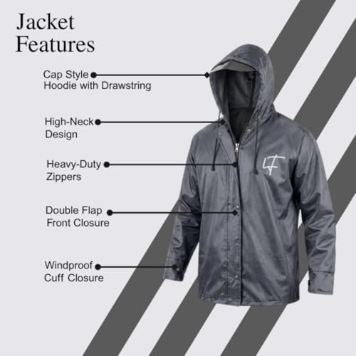 Image of Leriya Fashion Raincoat for Men Waterproof with Hooded Cap | Lightweight Windproof Rainsuit Jacket for Men Waterproof | 2-Piece Raincoat with Button Closure | Rainwear Ideal for Bike Riding & Travel