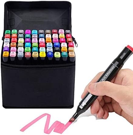 .YARIX Alcohol Art Markers  40 Colours Permanent Marker Pens Set, Dual Tips Colouring Art Pens for Adults & Kids, Graffiti Pens - Graphic Markers Pens for Drawing, Calligraphy, Anime & Manga Design