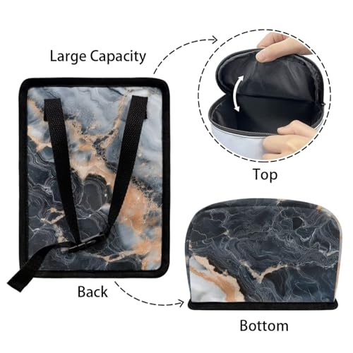 Image of Talayituse Marble Print Car Trash Bin, Large Size Auto Trash Can Adjustable Portable Garbage Can with Lid, Vehicle Hanging Bag for Headrest Front Back Seat
