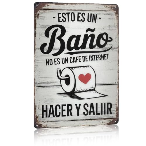8x12 Inch Spanish Funny Bathroom Aluminum Sign Esto Es Un Baño Wall Decor