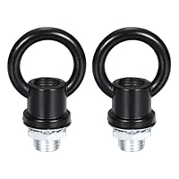 PATIKIL 18Lb Load Lamp Female Loop Holder, 2 Set Lifting Eye M10 Fine Thread Nut Hook Ring Shape Structural Support to Chandelier Lighting Fixture (Black, 1.1 x 1.4 Inch)