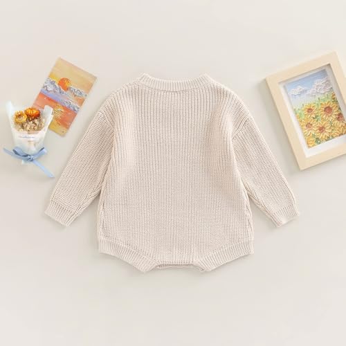 woshilaocai baby boy girl sweater oversized long sleeve romper warm crewneck bodysuit knitted winter clothes