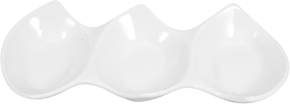 1pc Ceramic Triple Bowl for Dipping Sauces Seasonings and Appetizers Elegant Porcelain Serving Dish for Entertaining and Buffets
