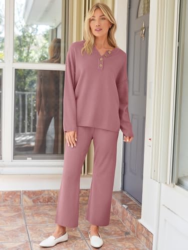Image of LILLUSORY Women's 2 Piece Lounge Sets Oversized Slouchy Matching Cozy Knit Sets