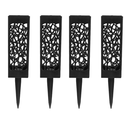 IWOWHERO Lot De 4 Vases Creux pour Cimetière Vases Commémoratifs À Fleurs pour Tombes Funéraires Creux en Plastique Noir