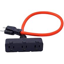 KMC 3-Outlet Power Extension Cord, 12AWG 2-Feet Extension Cord, 125V/15Amp 1875Watt, Orange