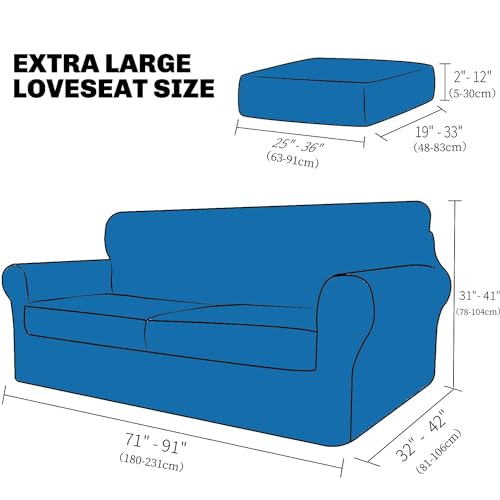 XINEAGE New 3 Pieces Couch Covers for 2 Extra Large Cushion Sofa Super Stretch Sofa Cover for 2 Large Seat Universal Loveseat Slip Cover for Living Room (Pea Green), 71"-91"(2 Cushions)