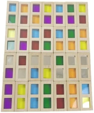 Chosertory Rainbow Blocks Translucent Stacking Blocks Building Blocks Toy Acrylic Strip Blocks for Spatial Skills and Hand Eye Coordination