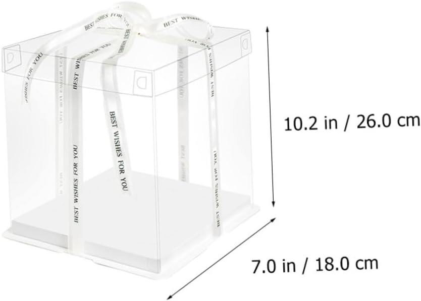 Homoyoyo 8-inch Birthday Cake Box Set 5pcs, Tall Single-layer Food Packaging Container with Ribbon, Portable Cake Carrier for Packaging and Party Storage