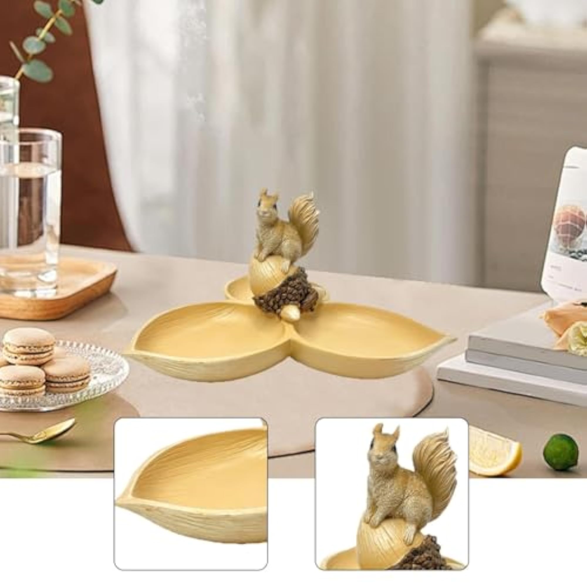 Squirrel Statue Decorative Storage Tray, Brown Accent