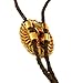 Bolo Tie with a Piece of Tiger Eye in the Center .and Wire Edging. Brown leather cord with gold-plated tips.