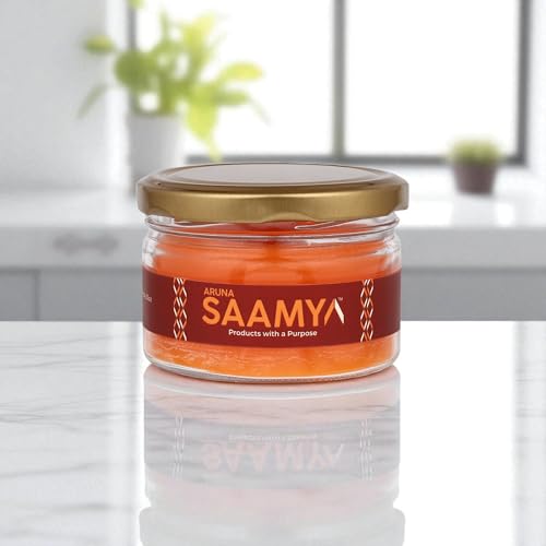 Image of ArunaSAAMYA Handcrafted Scented Jar Candle I Citrus Fragrance (Tangerine Dreams) I Pack of 1 I 120 GMS I Upto 40 Hours Burn Time
