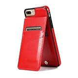 TIANDAFEIJIUB Dla iPhone 7 Plus etui na telefon skóra PU retro odporne na wstrząsy etui na telefon etui na telefon etui z klapką etui na telefon miękki TPU twardy PC mieszane etui ochronne (czerwony)