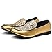 COSIDRAM Men's Glitter Dress Shoes Fashion Metallic Sequins Gold Buckle Luxury Patent Leather Loafers Wedding Party Prom Gold 13