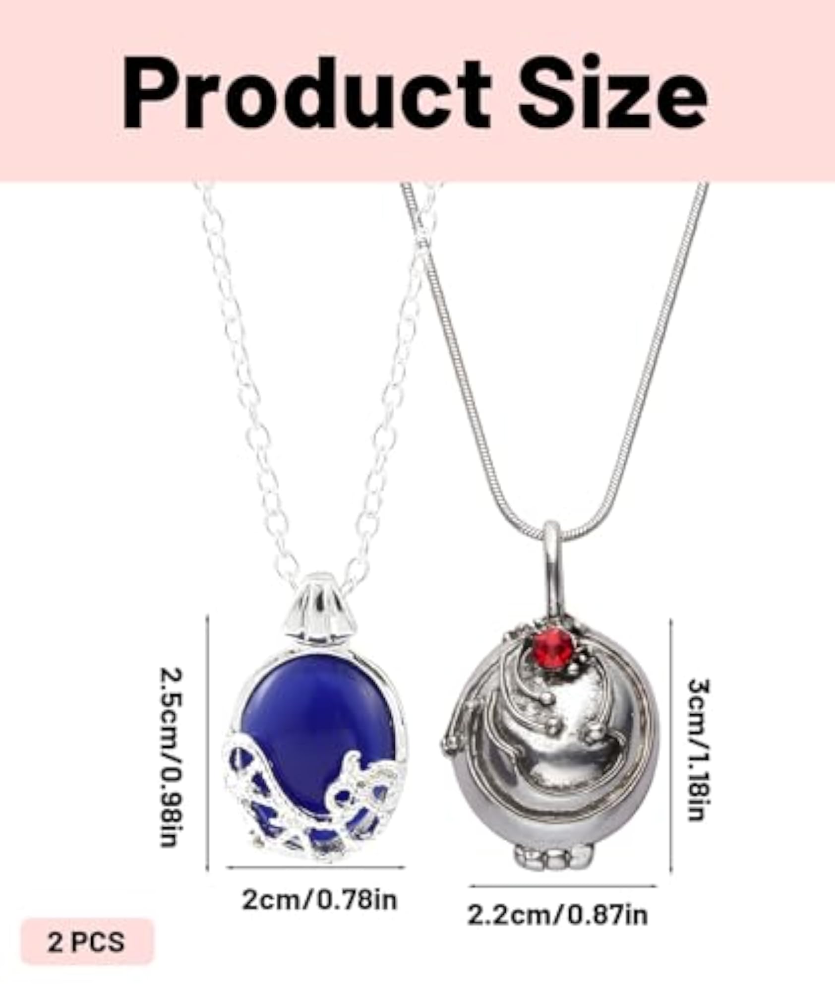 2 Pcs Blue Necklaces, Elegant Cat Eye Pendant Set