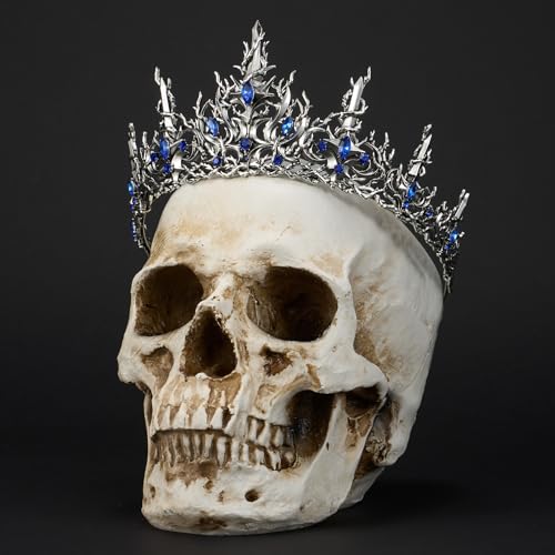 SWEETV Halloween Crown-Vines of the Underworld, Gothic Vintage Tiara for Women, Queen Sword Rhinestone Headpiece, Sapphire Thorn Headband Hair Accessory for Prom Costume by SWEETV - Image 2