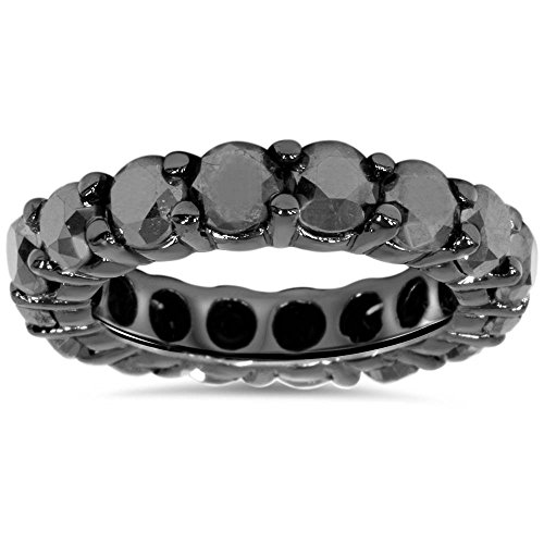 Pompeii 5ct Round Black Diamond Eternity Womens Wedding Ring 14K Black Gold Wedding Band