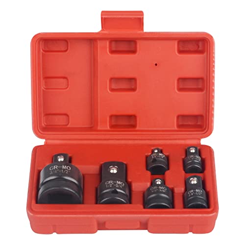 Image of DAYUAN 6pcs Impact Socket Adapter Set, Chrome Molybdenum Steel Adaptor Reducer 1/4 3/8 1/2 3/4 Inch Square Drive Female to Male