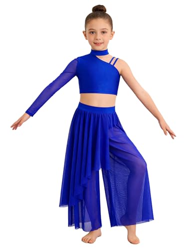 Yyuihri Girls Blue Lyrical Dance Leotard Costume Set for Performances and Halloween