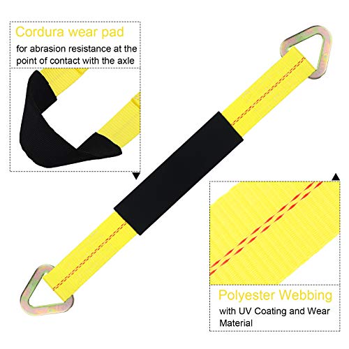 Axle Straps 10000 Lbs Break Strength 3335 Lbs Working Load Yellow Car Axle Tie Down Straps For Securing Car Transport Hauler Tow Truck 4X4 Off-Road Straps（36 Inch） #TOP3