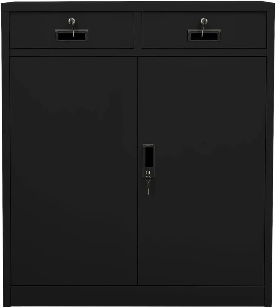 Office Cabinet Black,School Storage Cabinet,File Cabinet,Standing Cabinet,Multi-Function Cabinet,Industrial Modern Style,for Office,Home,School,Studies,35.4"x15.7"x40.2" Steel