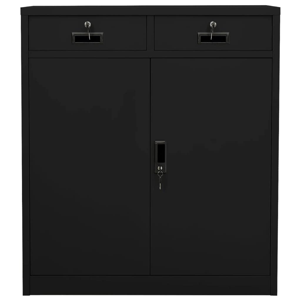 Générique Büroschrank aus schwarzem Stahl, 90 x 40 x 102 cm, mit 2 verstellbaren Einlegeböden, für Ordner, Aktenordner mit Kugellagern