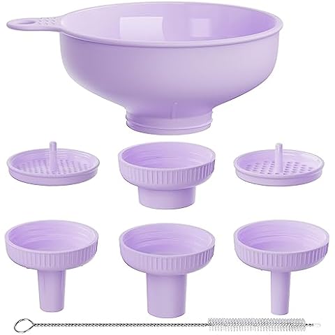 BALIWELL Wide Mouth Kitchen Funnel, Food Grade Plastic Cooking Canning Funnel with 4 Sizes Spouts for Filling Wide and Regular Mason Jars, Spray Dropper Oil Bottle Jug Spices Shampoo Sauce Cover