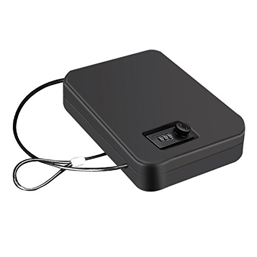 Younion Pistol Safe, Portable Travel Gun Safe,Handgun Lock Box, Gun Safes For Cars, Black #TOP5