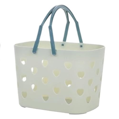 WSQHAO 2Pcs Plastic Cleaning Supply Storage Basket Portable Hollow Shower Caddy Tote Organizer With Handle & Drainage Holes for Shower(Color4)