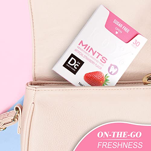 Dc24 Daily Care Sugar Free Breath Mints, Erythritol Hard Candy, Low Calorie, Gluten Free, Strawberry Flavor, 30 Count, Pack Of 4 #TOP3