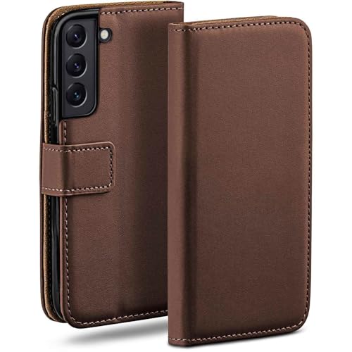 Coque Samsung S22 moex en cuir marron foncé avec étui porte-carte à rabat