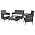 KaiMeng Patio Outdoor 4 Pieces Indoor Use Conversation Sets Rattan Wicker Chair with Table Backyard Lawn Porch Garden Poolside Balcony Furniture, Black