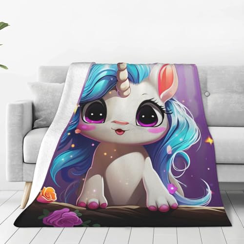 Couverture flanelle microfibre 152x127 cm plaid licorne lit et canapé
