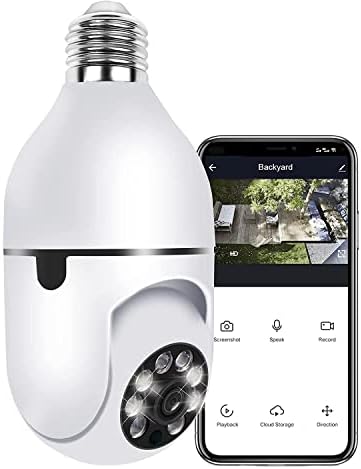 Bulb camera wifi 2MP Smart Life 5GHz Bulb Lamp Camera, 1080P Wifi PTC IR E27 Color Night Vision Home Security CCTV Camera with Automatic Tracking Bulb Security 360° Pan-Tilt View light Camera Indoor