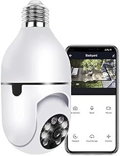 Bulb camera wifi 2MP Smart Life 5GHz Bulb Lamp Camera, 1080P Wifi PTC IR E27 Color Night Vision Home Security CCTV Camera with Automatic Tracking Bulb Security 360° Pan-Tilt View light Camera Indoor