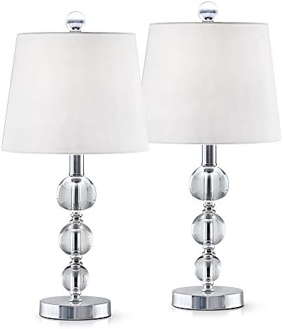 HOMEGLAM Taranto 2pcs Set 21" H Crystal Balls Table Lamps