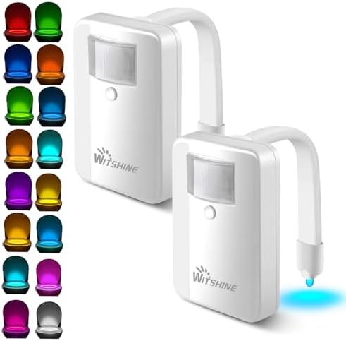 Witshine Toilet Bowl Night Lights Motion Detection 2 Pack, Bathroom Stuff