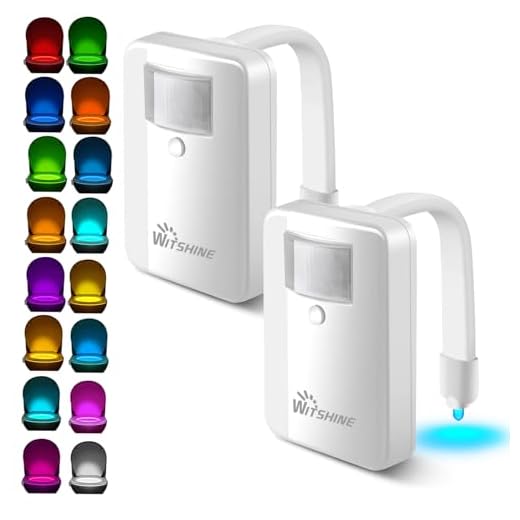 Witshine Toilet Night Light 2 Pack - 16 Color Changing Motion Sensor Activated LED Bowl Nightlight for Bathroom Decor - Cool Gadgets Stocking Stuffer, Funny Gift Item for Dad, Boys, Kids and Men