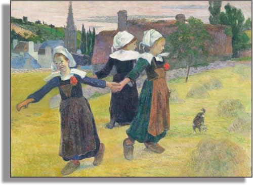 Affiche Breton Filles Dansant Paul Gauguin Décor Salon Rétro